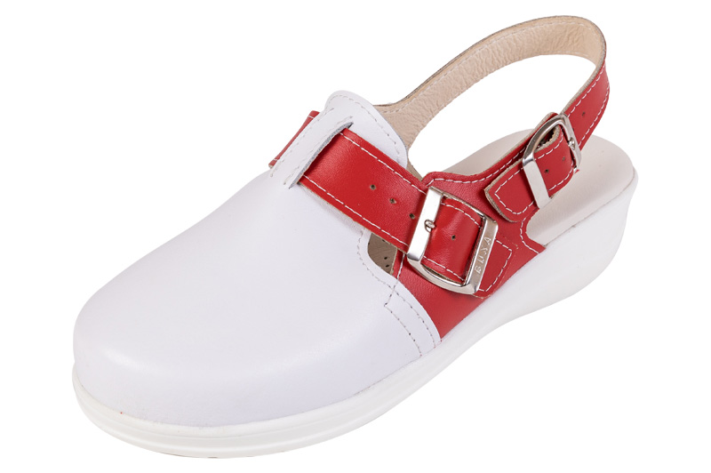 Rúgós egészségügyi cipő MED25 - Fehér pirossal