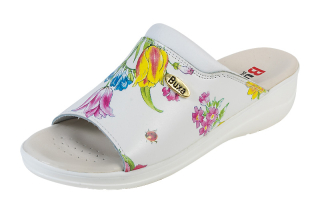Rúgós egészségügyi cipő MED30 - Fehér virágokkal